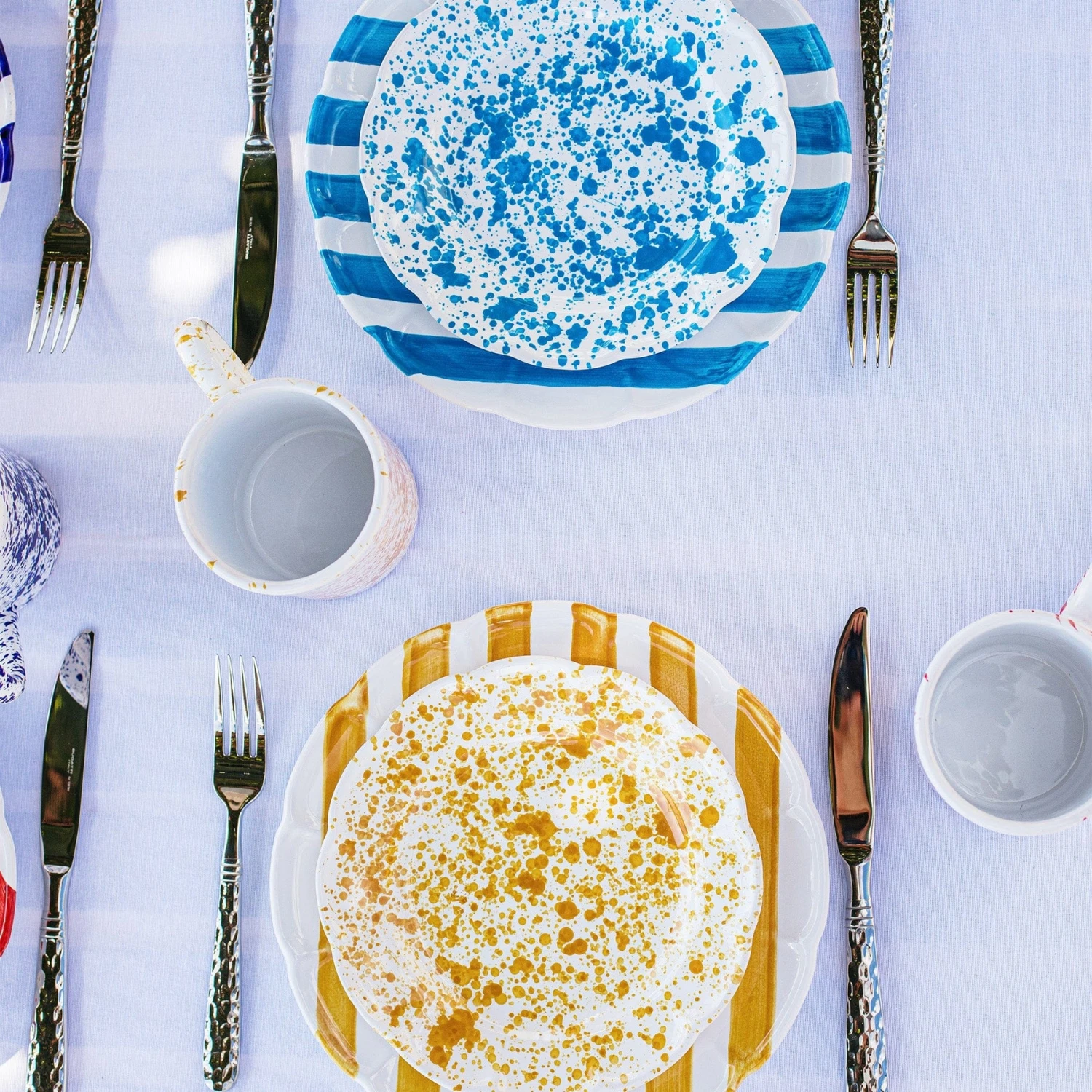 Amalfitana Aqua Splatter Salad Plate 4 Amalfitana Aqua Splatter Salad Plate - Image 2