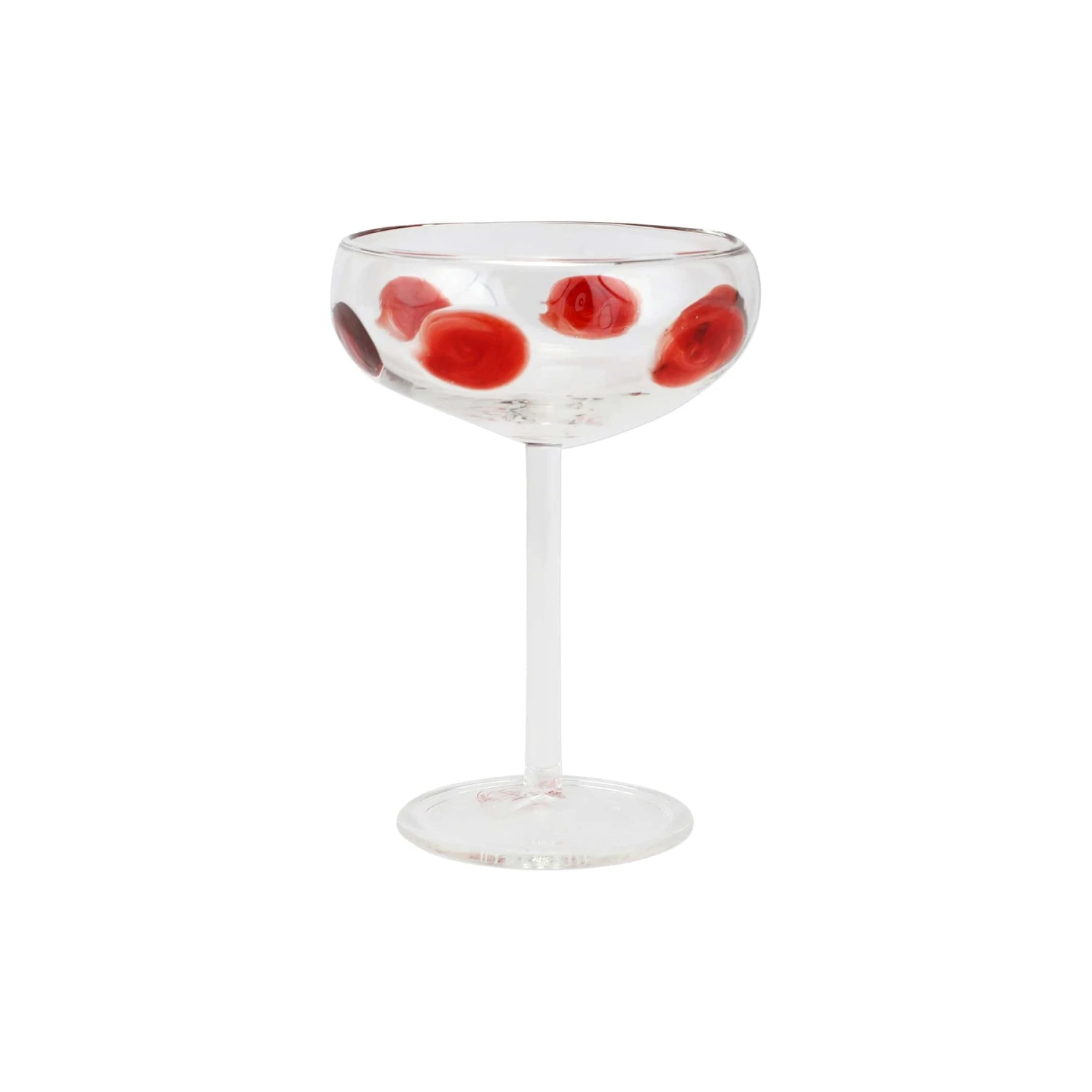 Drop Red Coupe Champagne Glass 3 Drop Red Coupe Champagne Glass