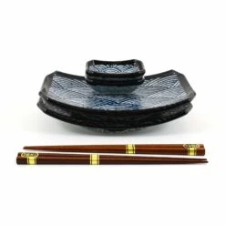 Blue Wave Sushi Serving Set -Best Kitchenware Shop EM0038 BlueWaveSushiServingSet stacked