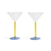 & Klevering Set Of 2 Blue & Yellow Stem Martini Glasses -Best Kitchenware Shop KG0017Setof2TwistedStemMartiniGlasses
