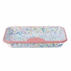 Pink Dot Enamel Roasting & Serving Dish -Best Kitchenware Shop KP0083BPinkDotEnamelRoasting ServingDish