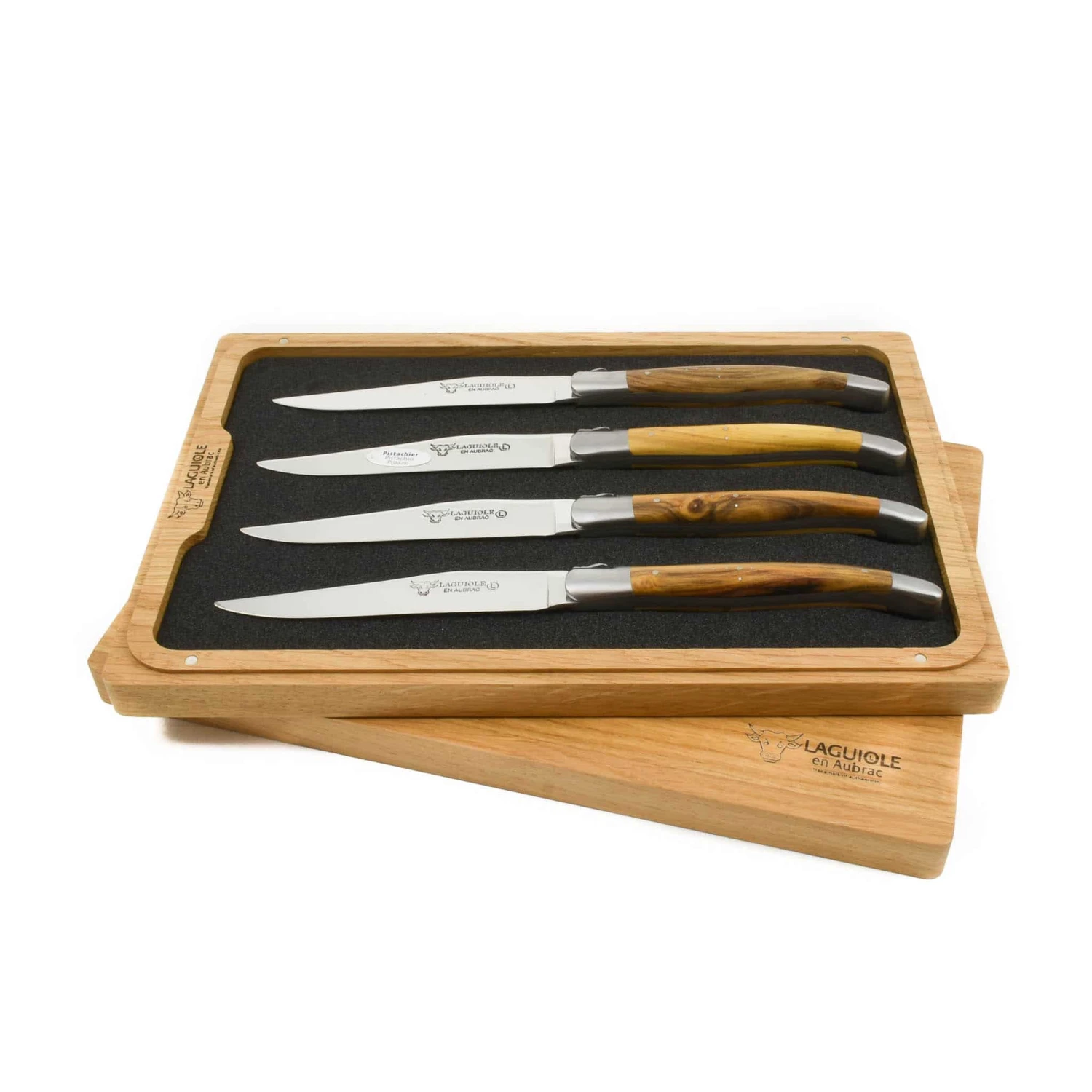 Laguiole En Aubrac Set Of 4 Full Handle Steak Knives, Pistachio Wood 3 Laguiole En Aubrac Set Of 4 Full Handle Steak Knives, Pistachio Wood