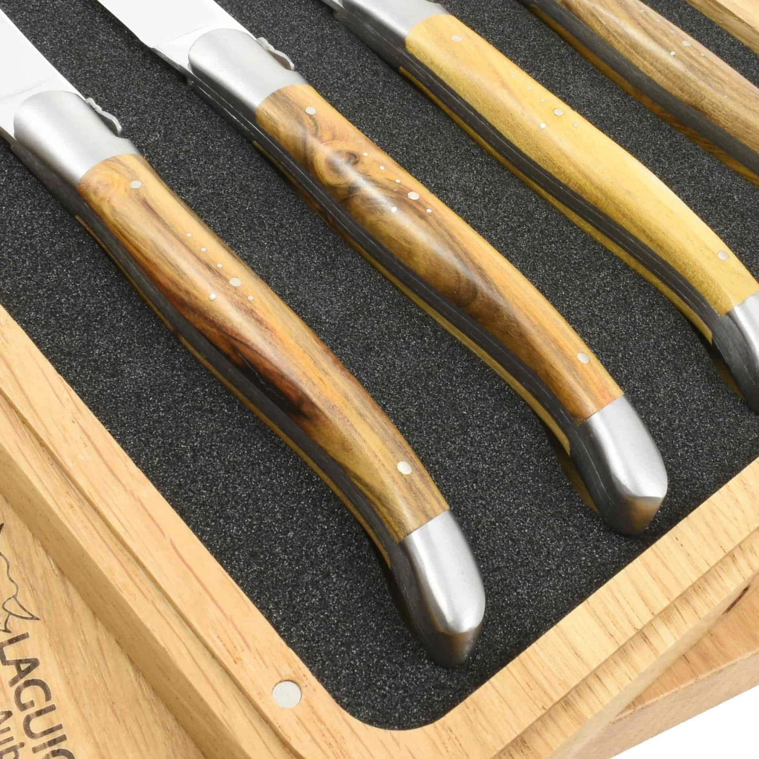 Laguiole En Aubrac Set Of 4 Full Handle Steak Knives, Pistachio Wood 4 Laguiole En Aubrac Set Of 4 Full Handle Steak Knives, Pistachio Wood - Image 2