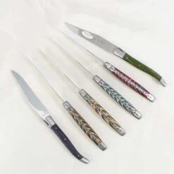 Laguiole En Aubrac Set Of 6 Steak Knives, Striped Wood -Best Kitchenware Shop LR0035L2