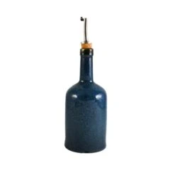 Blue Glaze Oil Bottle With Pourer 600ml