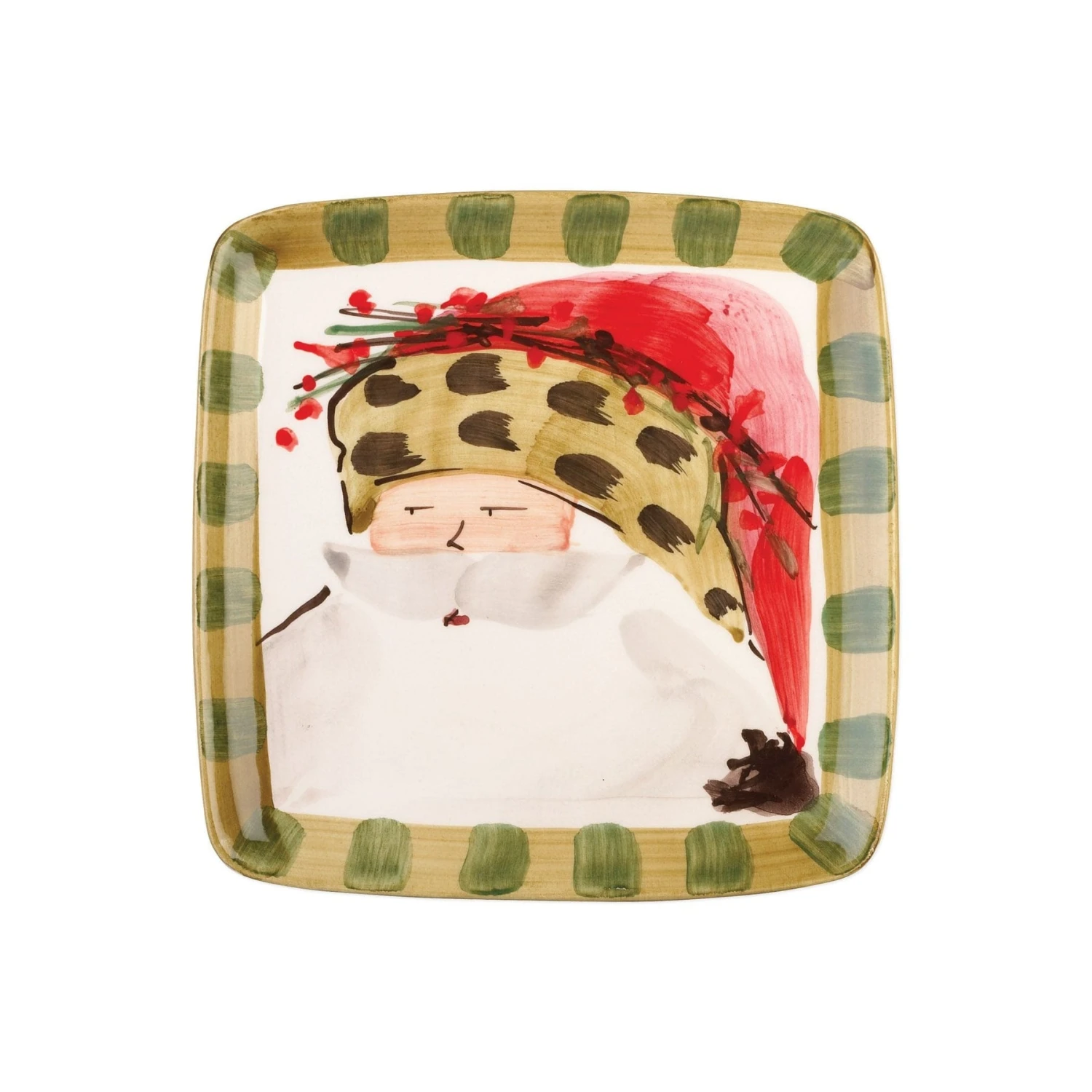 Old St. Nick Square Salad Plate - Animal Hat 3 Old St. Nick Square Salad Plate - Animal Hat
