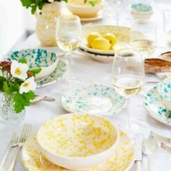 Puglia Aquamarine Splatter Dinner Plate 27cm -Best Kitchenware Shop ProductPageimageryyellowandturquoise 1 sq bc2417f6 2c77 4e26 8e30 9306c2b29ffc