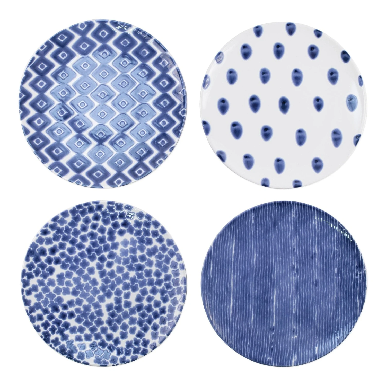 Santorini Assorted Dinner Plates - Set Of 4 3 Santorini Assorted Dinner Plates - Set Of 4