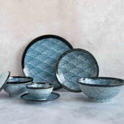 Blue Wave Covered Bowl 11 Blue Wave Covered Bowl -Best Kitchenware Shop blue wave tableware side