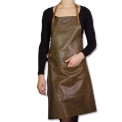 Dutchdeluxes Leather BBQ Apron In Vintage Brown -Best Kitchenware Shop dutch deluxes leather bbq apron vintage brown model