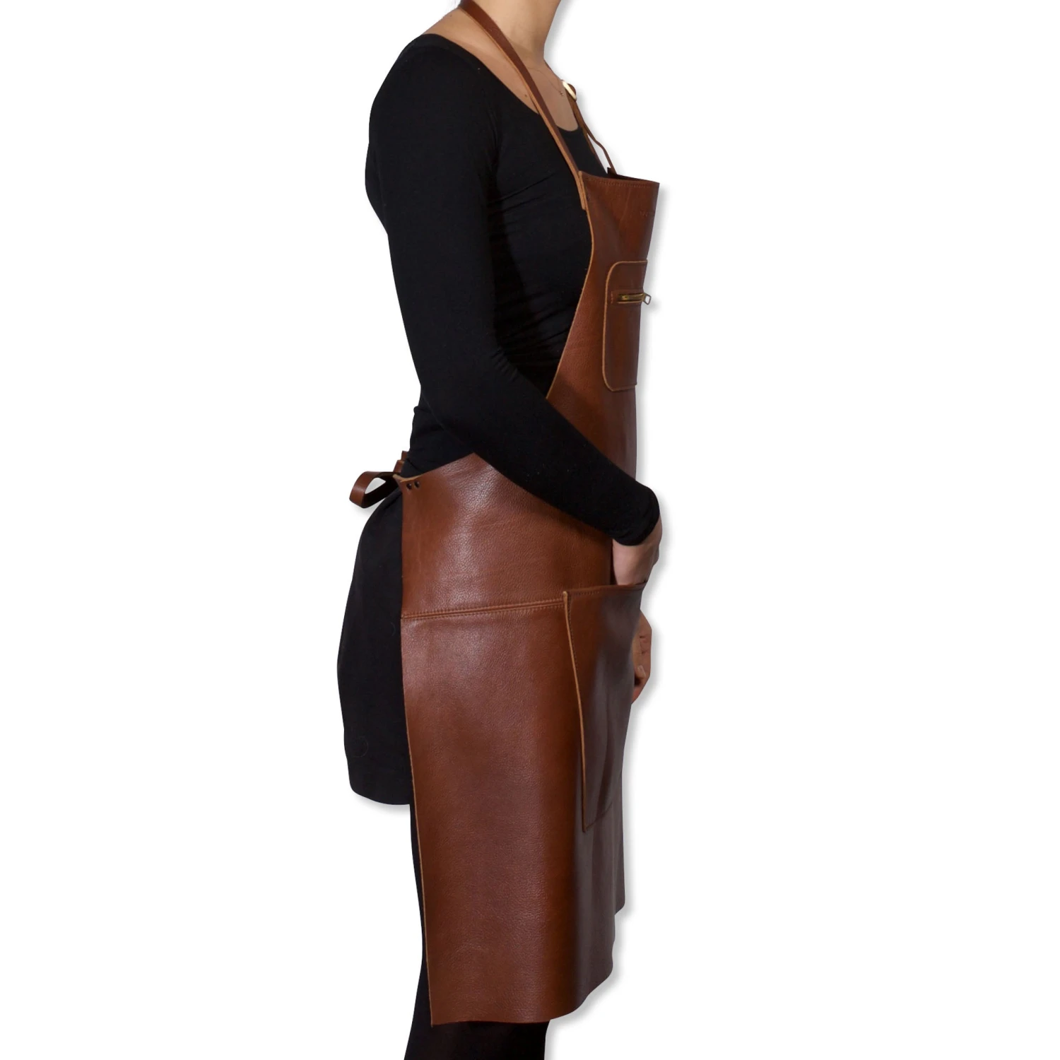 Dutchdeluxes Leather Zipper Apron In Classic Brown 5 Dutchdeluxes Leather Zipper Apron In Classic Brown - Image 3