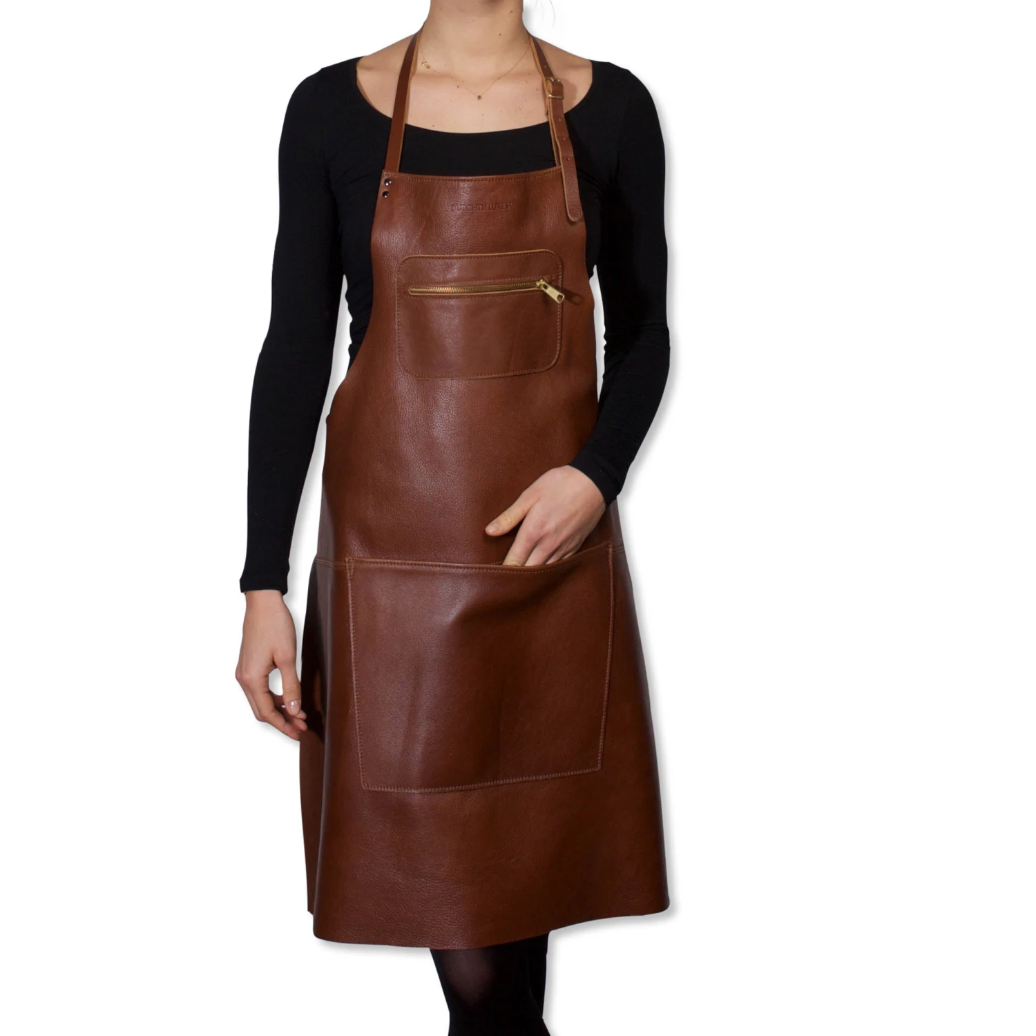 Dutchdeluxes Leather Zipper Apron In Classic Brown 6 Dutchdeluxes Leather Zipper Apron In Classic Brown - Image 4