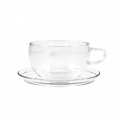 Glass Teacup & Saucer 400ml