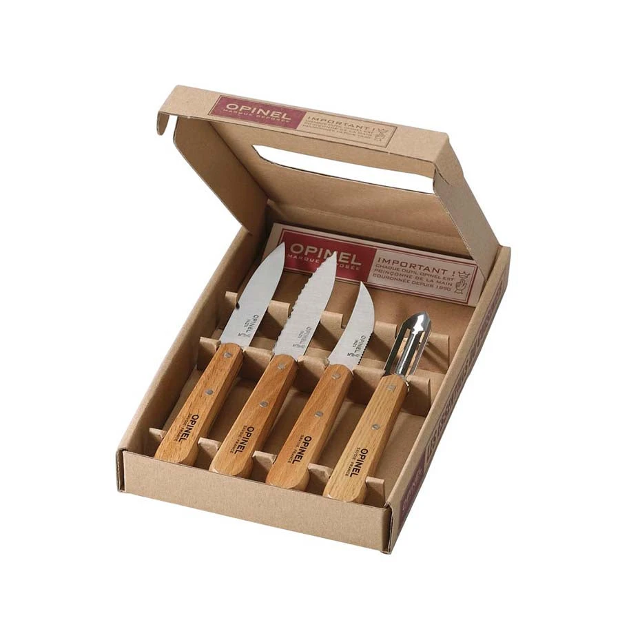 Set Of 4 Opinel Essential Beech Handle Kitchen Knives 4 Set Of 4 Opinel Essential Beech Handle Kitchen Knives - Image 2